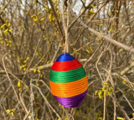 DIY Satin Cord Easter Eggs - Orange/Green/Purple