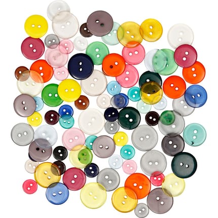 Buttons - Assorted Colours, 100 pcs