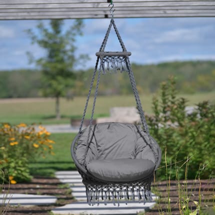 Macramé Hammock Chair - Grey