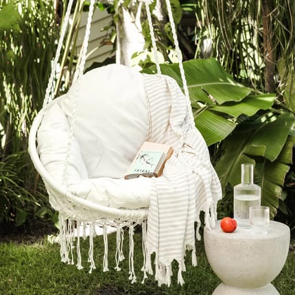 Macramé Hammock Chair - White