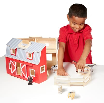Wooden Fold & Go Toy Barn