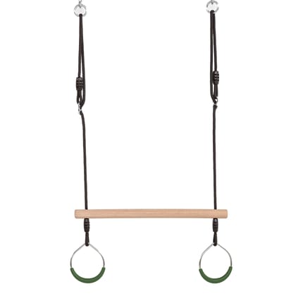 Trapeze Swing w. Metal Rings - Green (Black Rope)