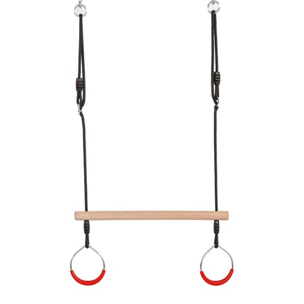 Trapeze Swing w. Metal Rings - Red (Black Rope)