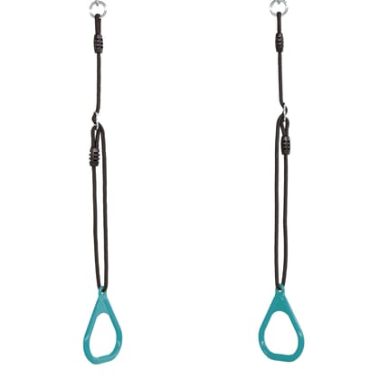 Plastic Gym Rings - Turquoise (Black Rope)