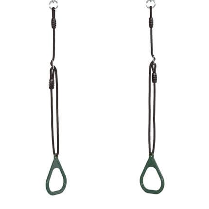 Plastic Gym Rings - Dark Green (Black Rope)