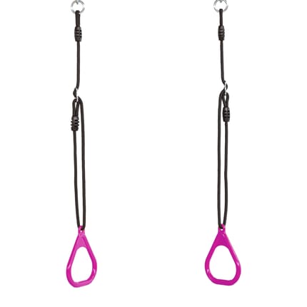 Plastic Gym Rings - Pink (Black Rope)