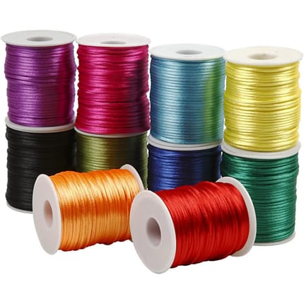 Satin Cord Ø2 mm, 50 m - Bold Colours, 10 pcs
