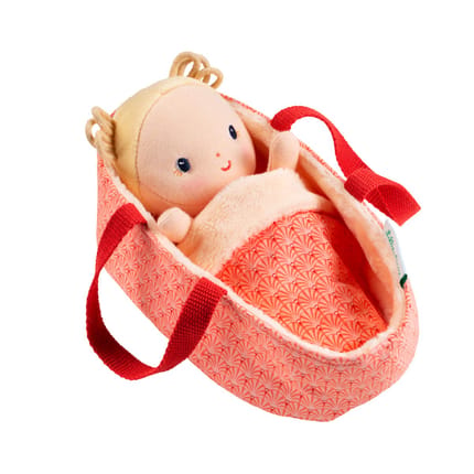 Fabric Doll with Carry Cot, 22 cm - Baby Anaïs