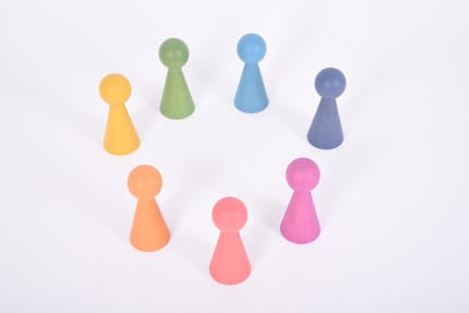Rainbow Wooden Figures, 7 pcs