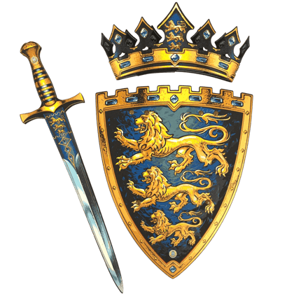 King Sword & Shield Set - Three Lions Crest