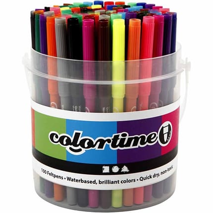 Felt-Tip Markers - Basic Colours, 100 pcs
