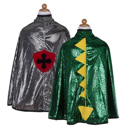 2-in-1 Dragon/Knight Cape - Green, Size 5-6 yrs