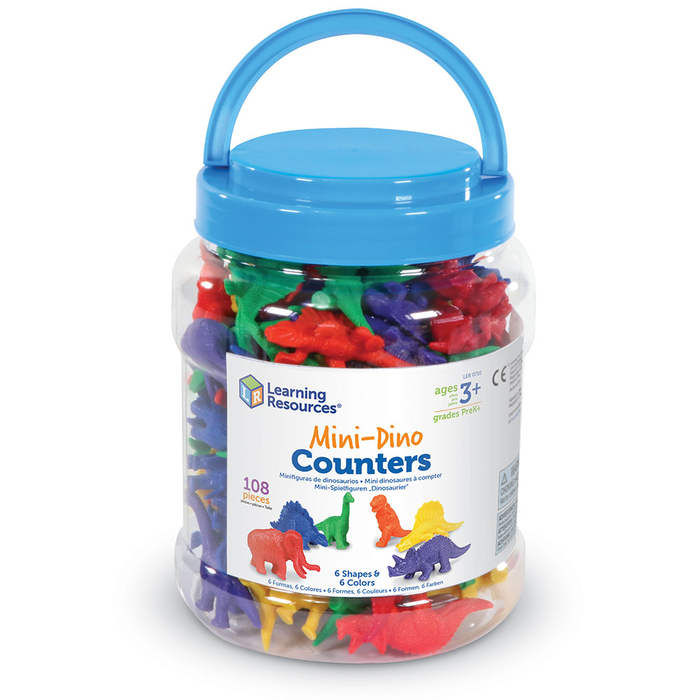 Count & Sort - Mini Dino Counters, 108 pcs