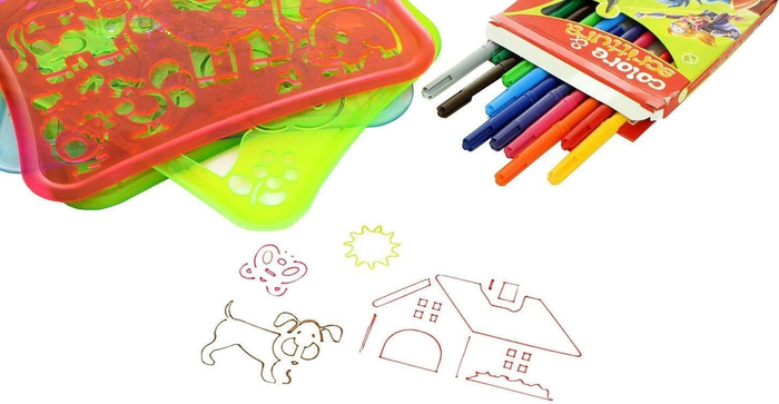Drawing Stencils incl. Markers - Farm