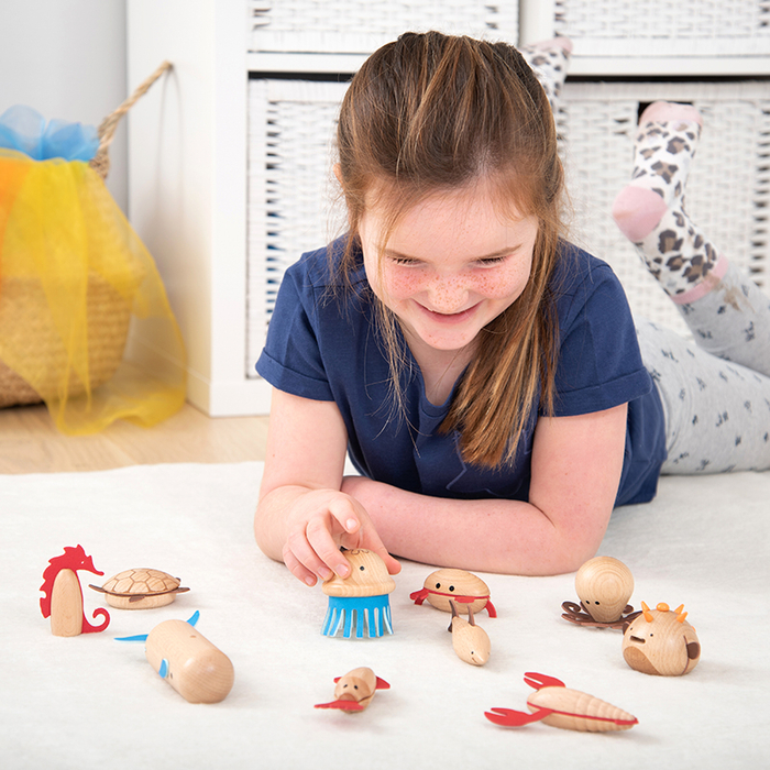 Sea Creatures Wooden Figures, 10 pcs