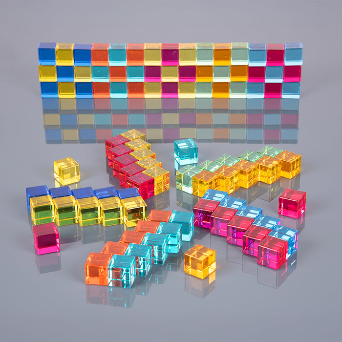 Mirror Tray with Translucent Gem Cubes, 100 pcs