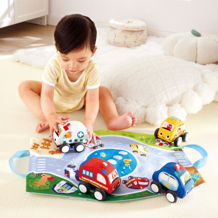 Pull-Back Plush Cars, 4 pcs