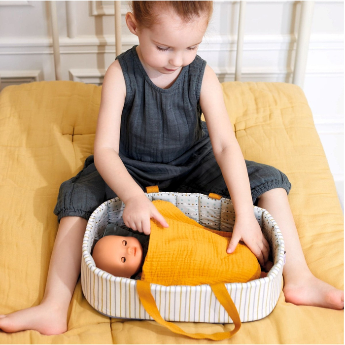 Pomea Doll Accessories - Carry Cot, Blue Lines