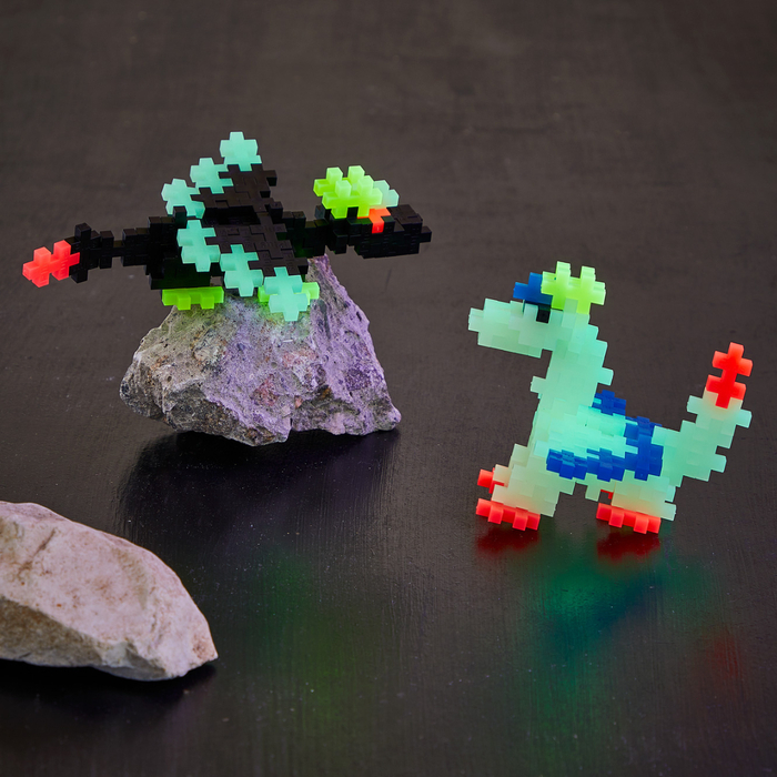 Plus-Plus - Glow Dragons, Tube with 100 pcs