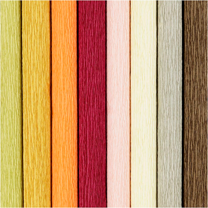 Stretchy Crepe Paper - Soft Colours, 8 Sheets