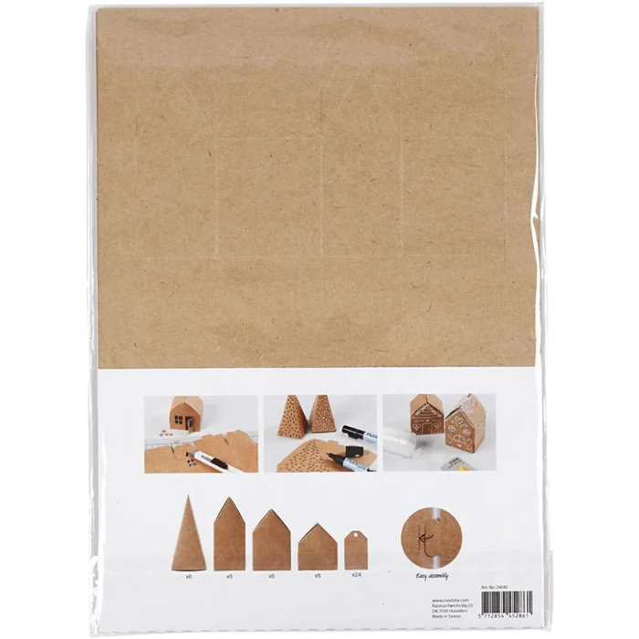 Push-Out Paper Houses and Trees, 24 pcs
