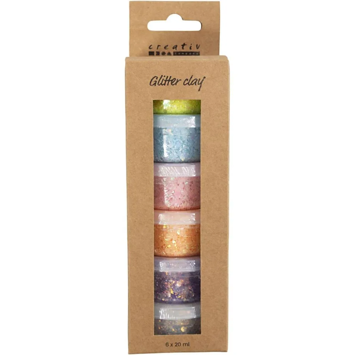 Glitter Clay 6x20 ml - Pastel Colours