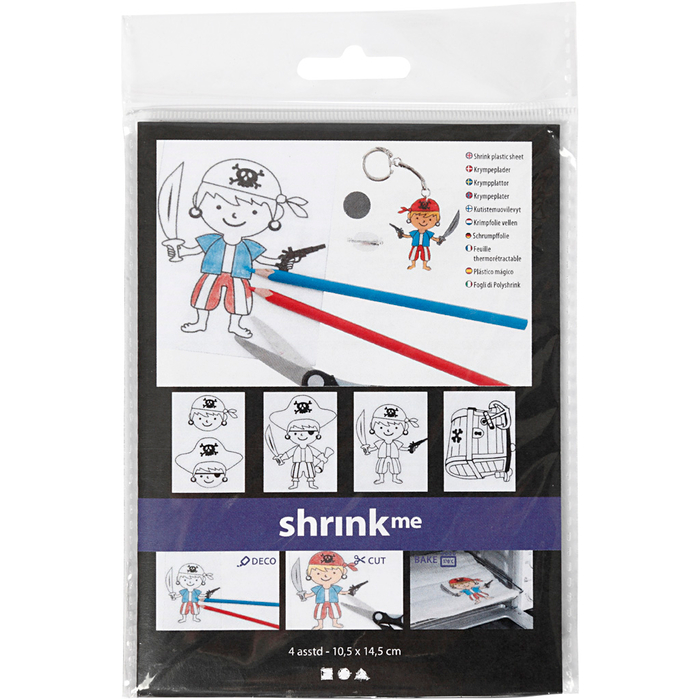 Shrink Plastic with Designs - Pirates, 4 sheets