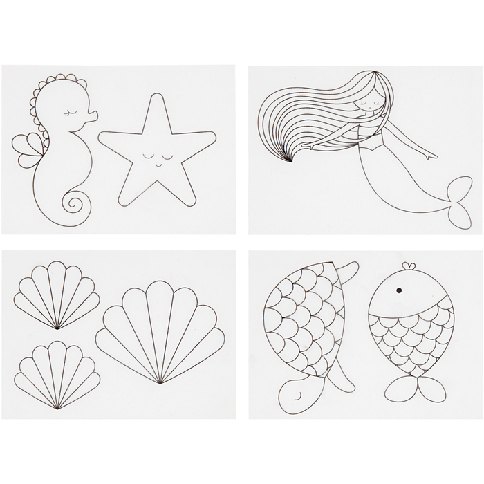 Shrink Plastic with Designs - Mermaid, 4 sheets