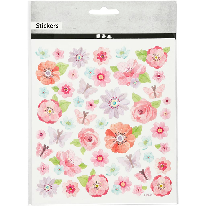 Stickers - Pink/Purple Spring Flowers, 1 Sheet
