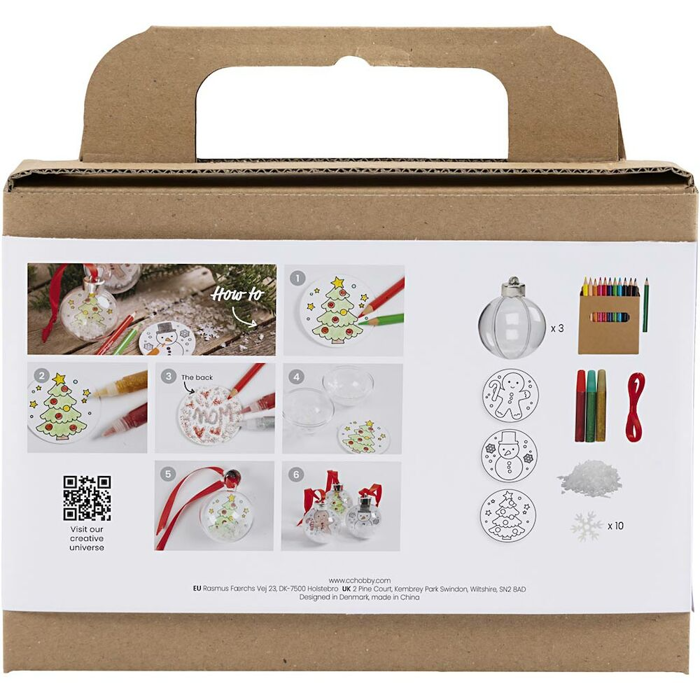 DIY Christmas Baubles with Xmas Designs, 3 pcs