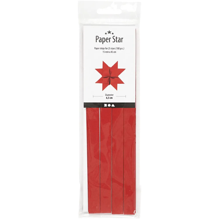 DIY Paper Stars - Red, 100 Strips