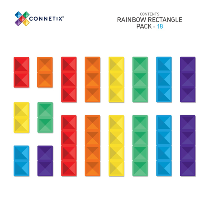 CONNETIX | Rainbow Rectangle Pack, 18 pcs
