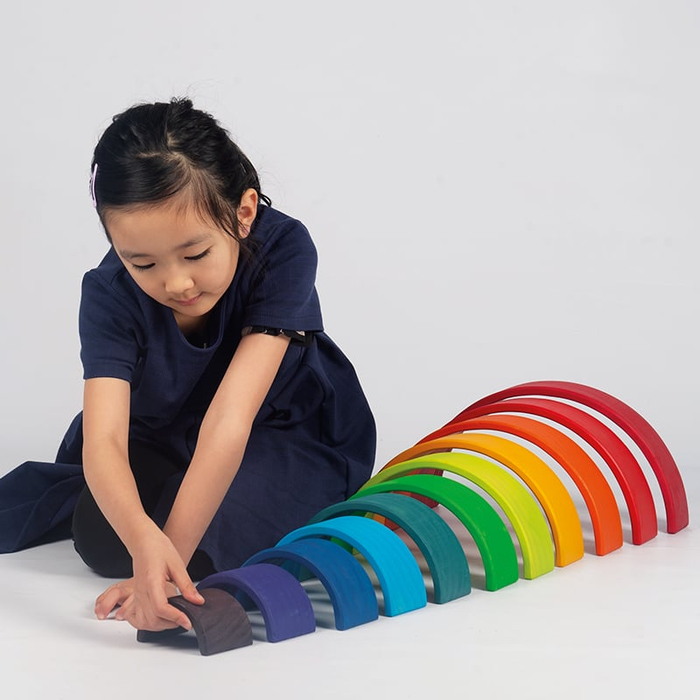 Wooden Rainbow Stacking Toy, 12 pcs