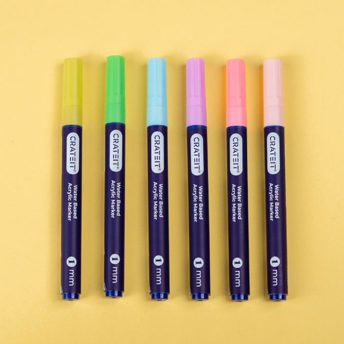 Crateit Markers - Pastels 1 mm, 6 pcs