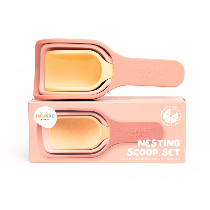 Nesting Scoops for Sensory Play - Coral, 3 pcs