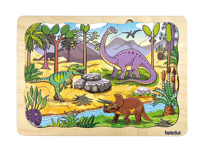 4-in-1 Puzzle with 45 pcs - Dinosaurs