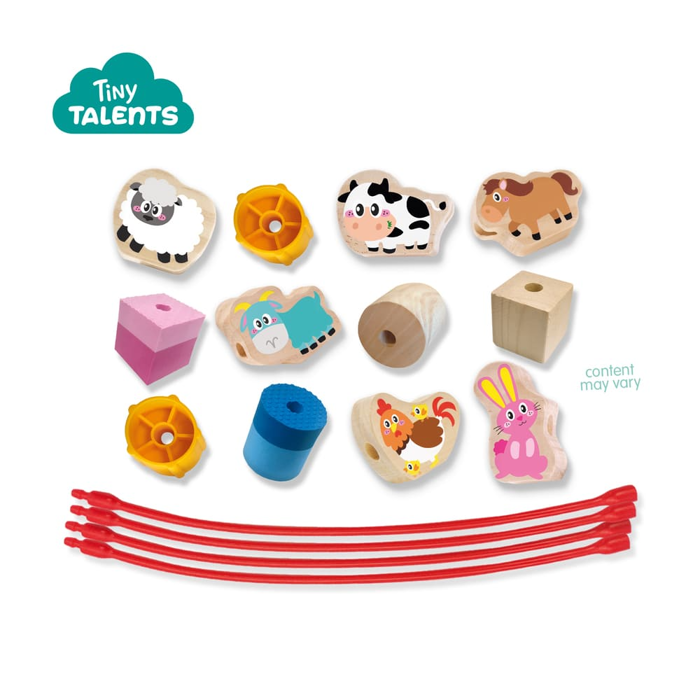 Sensory Lacing Beads (18 m+) - Farm Animals
