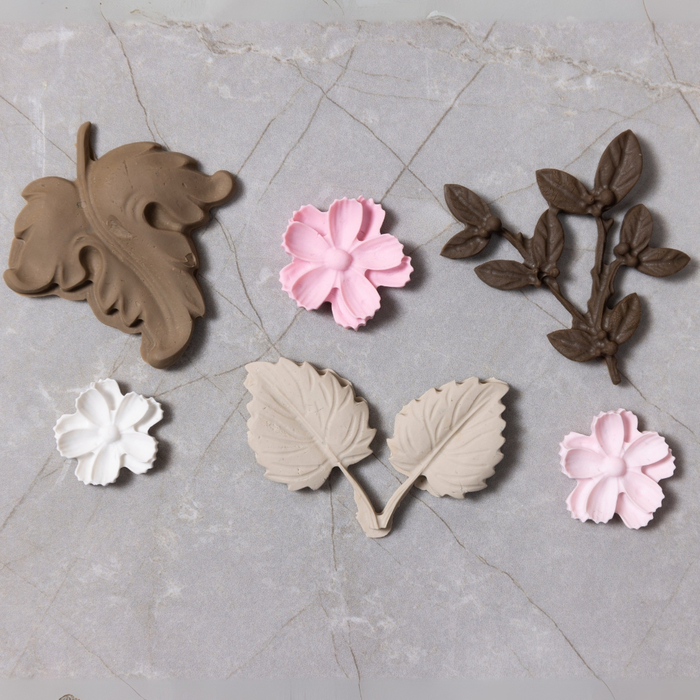 Silicone Mould - Leaves & Flowers, 6 Designs