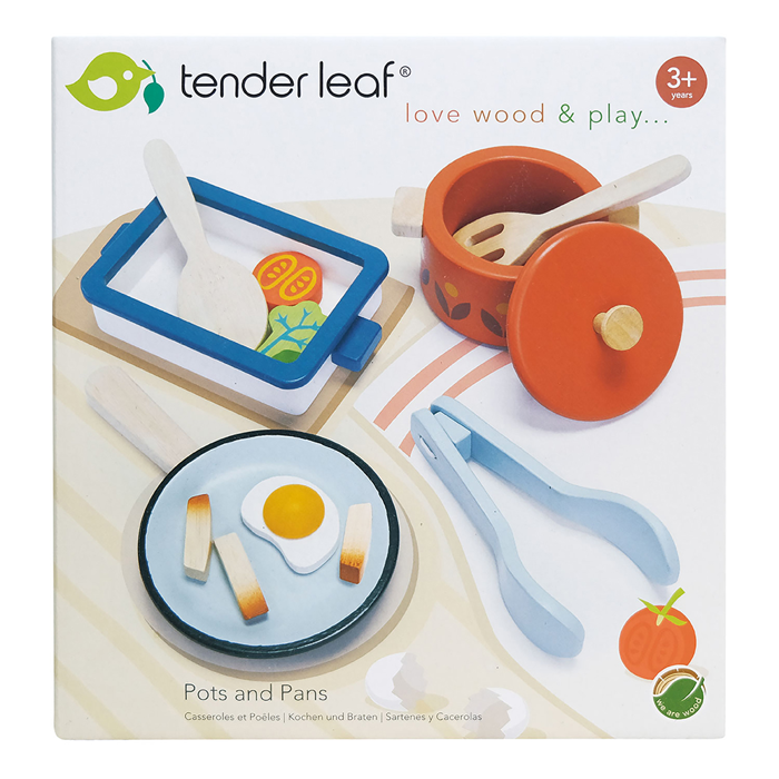 Wooden Pot, Pan & Casserole Play Set