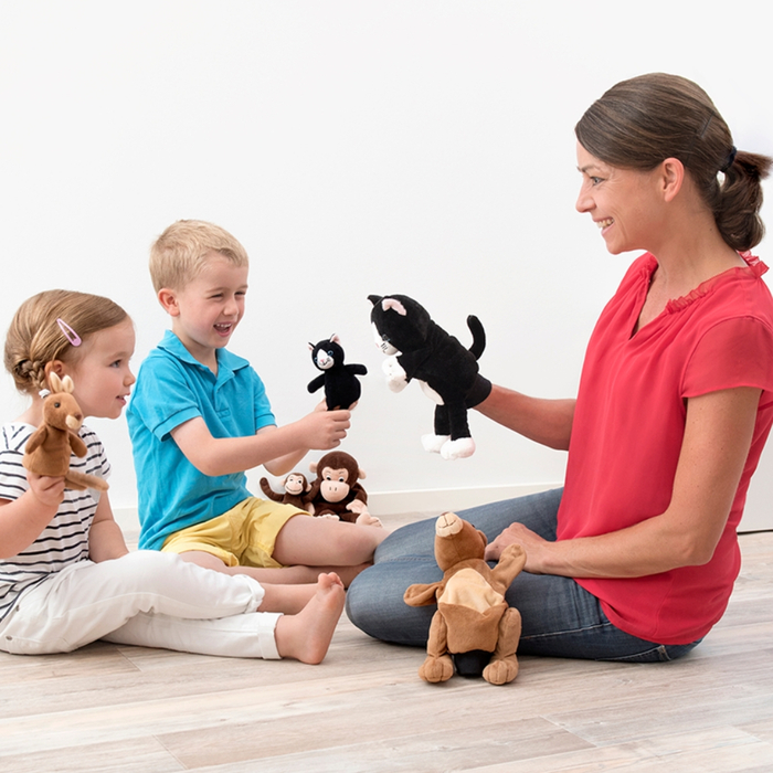 Hand & Finger Puppet - Cat with Kitten