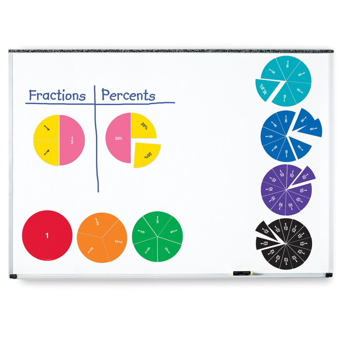 Double-Sided Magnetic Fraction Circles, 51 pcs