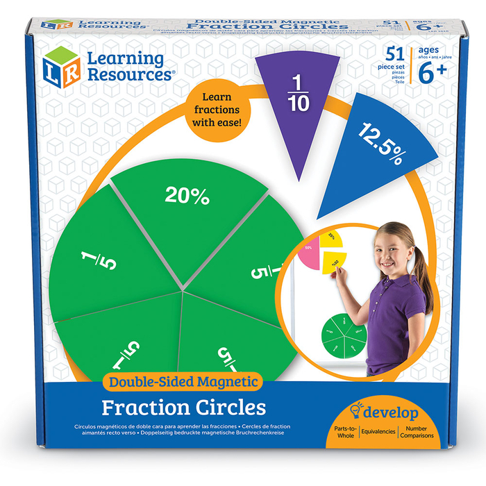 Double-Sided Magnetic Fraction Circles, 51 pcs