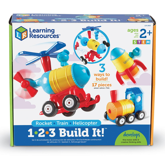 123 Build It! Rocket-Train-Helicopter Building Set