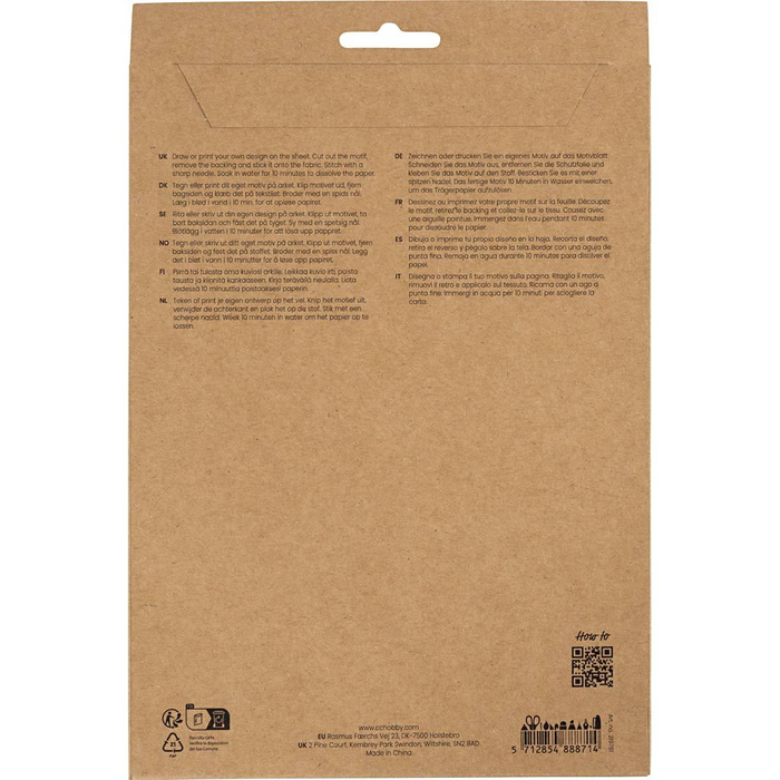 Wash-Away Embroidery Stabilizer - Blank, 6 pcs