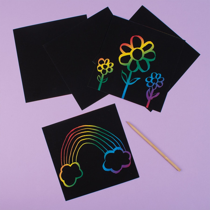 Scratch Art Cards 15 x 15 cm - Rainbow, 100 pcs