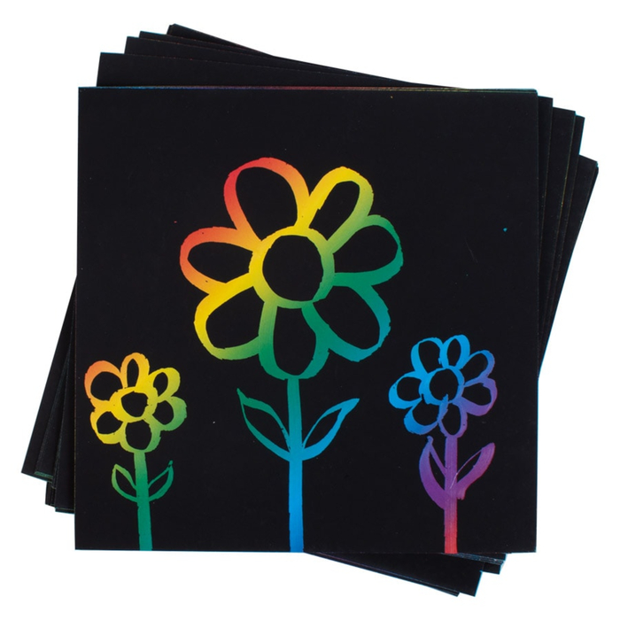 Scratch Art Cards 15 x 15 cm - Rainbow, 100 pcs