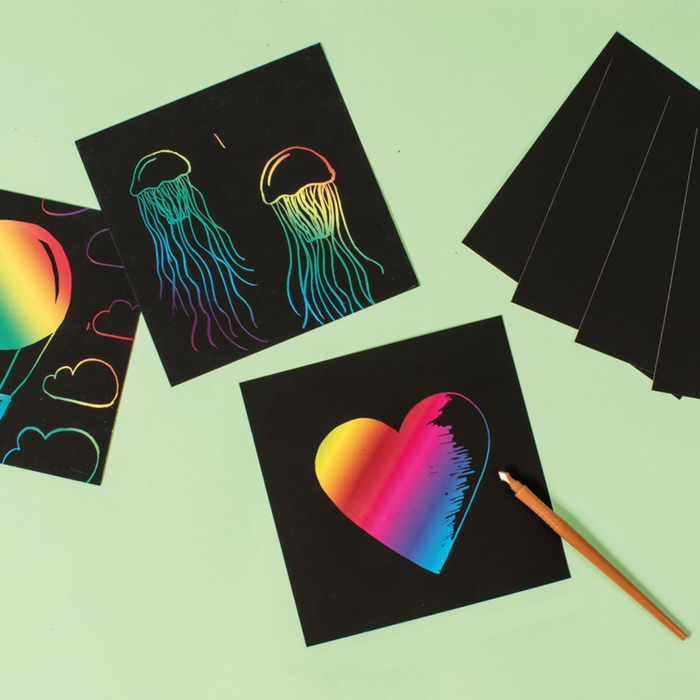 Scratch Art Cards 15 x 15 cm - Rainbow, 100 pcs