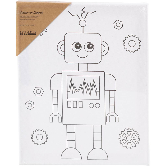 Colour-In Canvas 24x30 cm - Robot