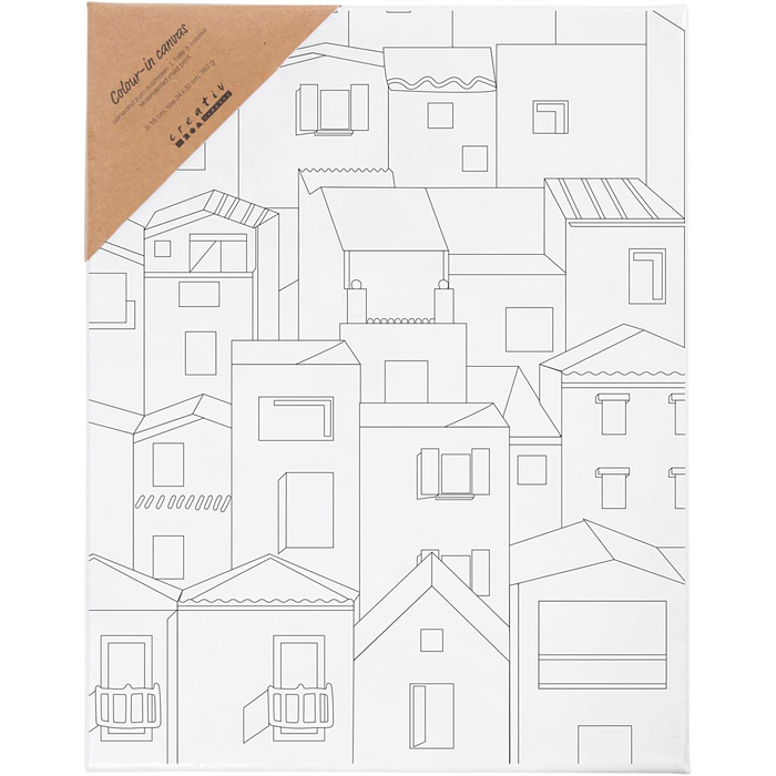 Colour-In Canvas 24x30 cm - Rooftops