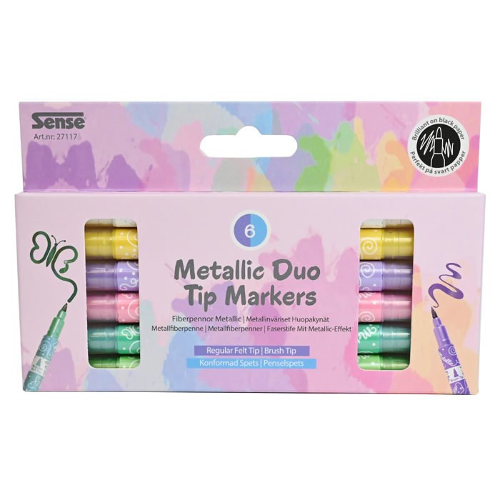 Dual-Tip Markers - Metallic, 6 pcs